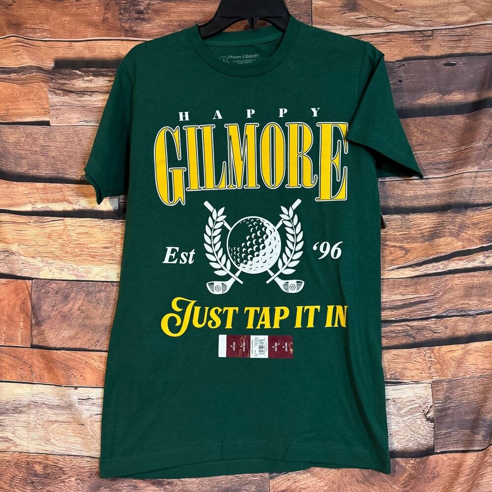 Happy Gilmore Men's Green S (34/36) Golf Movie Graphic T-Shirt Cotton Tap It In